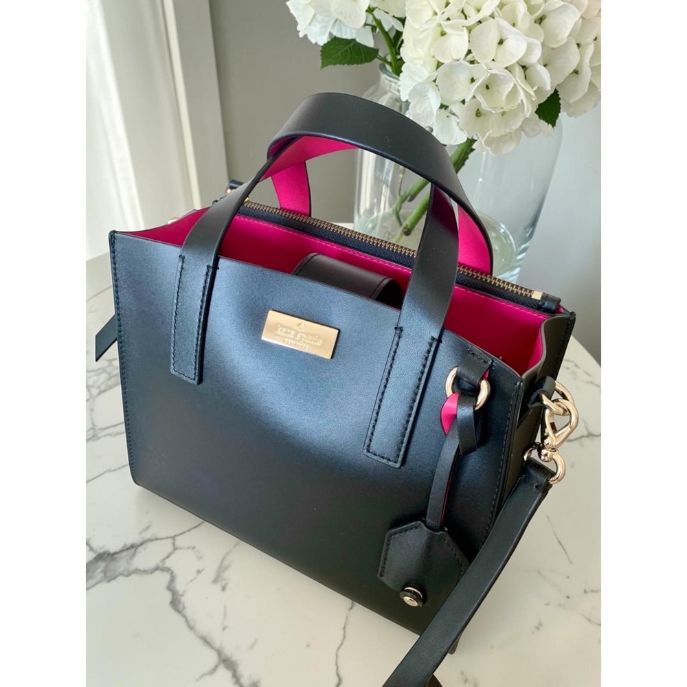 Kate Spade Putnam Drive Anissa Black Leather Satchel Crossbody Bag WKRU4934 Glam